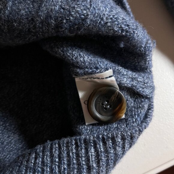 Canali Wool Shawl Collar Cable Knit Cardigan Sweater - Men's Size 50 - Blue - Picture 9 of 14